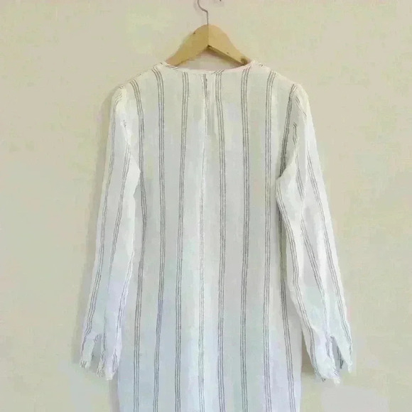 CP Shades Tunic White & Blue Triple Stripe Linen Size‎ S - Picture 4 of 5